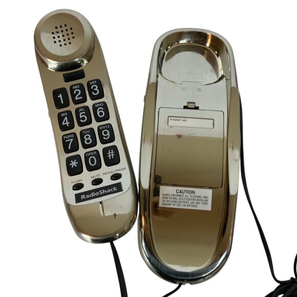 RadioShack Trim-Fone Big Button Shiny Silver 430-3909 Landline Phone Caller ID - Picture 6 of 7